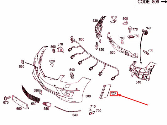 NEW MERCEDES-BENZ C W203 FRONT BUMPER LEFT COVER A2038850122