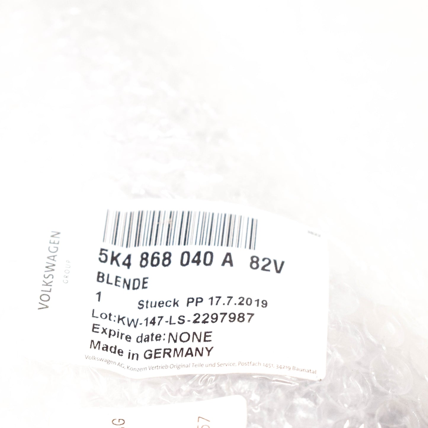 NEW VOLKSWAGEN GOLF MK6 FRONT RIGHT DOOR PULL HANDLE TRIM 5K4868040A82V ORIGINAL