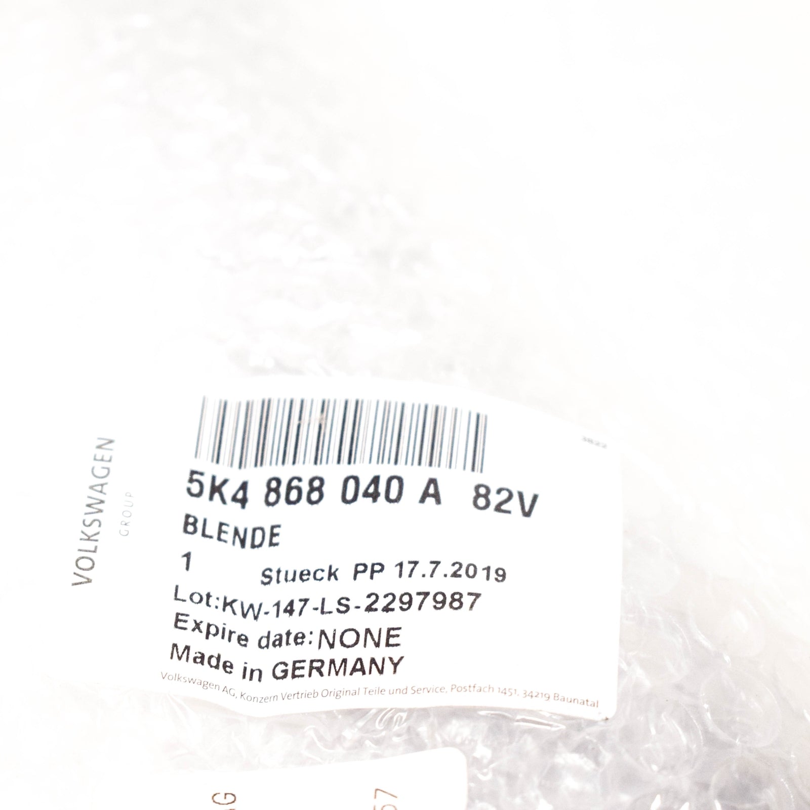 NEW VOLKSWAGEN GOLF MK6 FRONT RIGHT DOOR PULL HANDLE TRIM 5K4868040A82V ORIGINAL