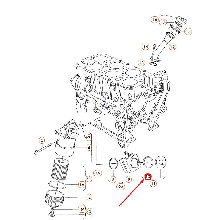 NEW AUDI A3 8P OIL COOLER SEAL 038117070 ORIGINAL