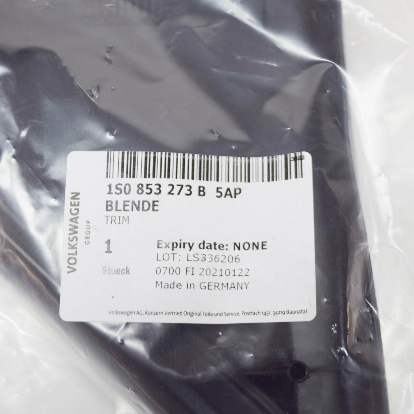 NEW VOLKSWAGEN UP FRONT LEFT FENDER MIRROR TRIM PANEL 1S0853273B5AP ORIGINAL