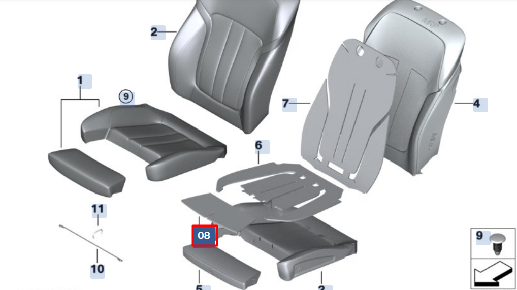 new bmw 5 g30 front seat cushion heater 52107357416 original