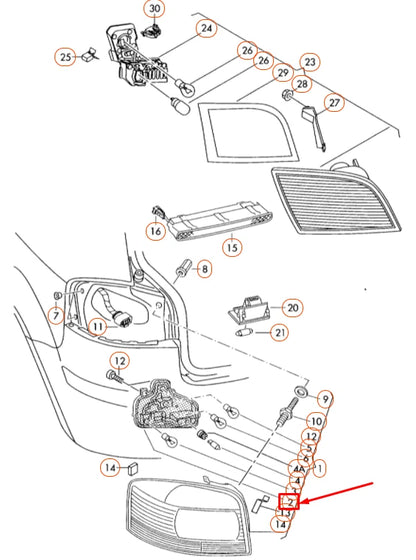 NEW AUDI A3 8P REAR RIGHT OUTER TAIL LIGHT BULB HOLDER LHD 8P3945258