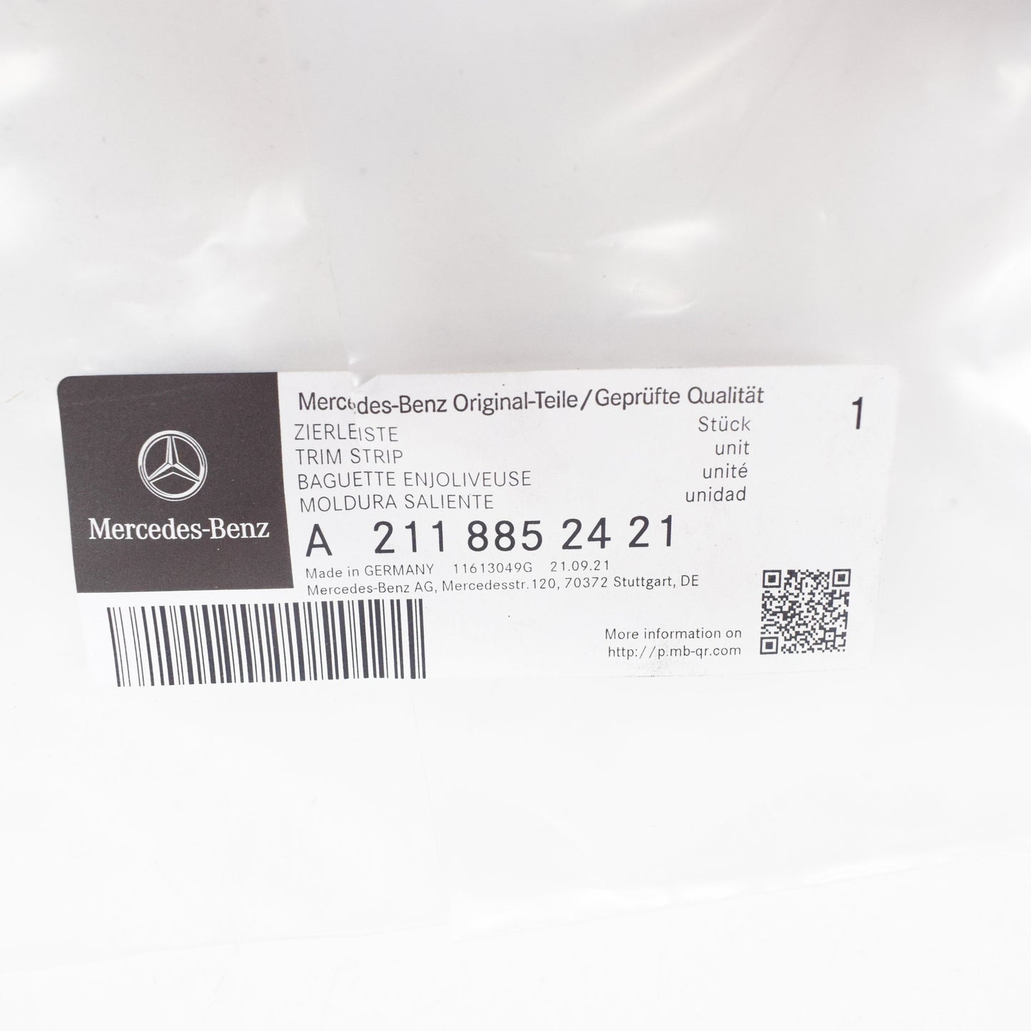 NEW MERCEDES-BENZ E-CLASS W211 FRONT RIGHT BUMPER MOLDING A2118852421 ORIGINAL