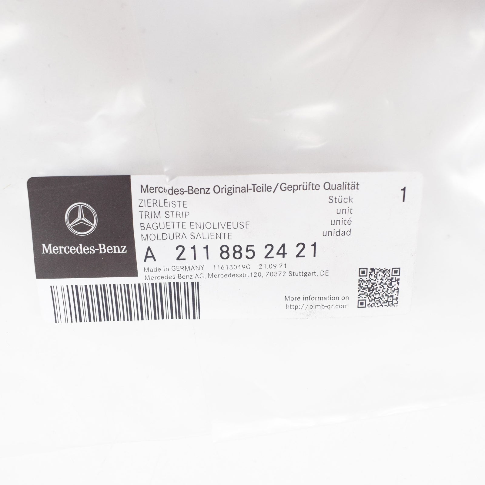 NEW MERCEDES-BENZ E-CLASS W211 FRONT RIGHT BUMPER MOLDING A2118852421 ORIGINAL