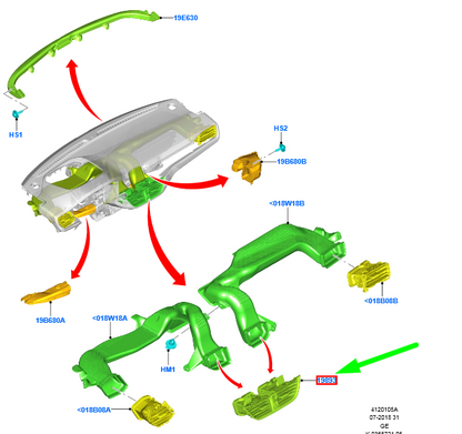 new ford focus mk4 dashboard air vent center louvre assy 2329929 original