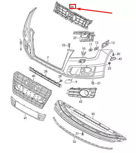 NEW AUDI A7 SPORTBACK 4G8 FRONT BUMPER CENTER CLOSING ELEMENT 4G8807233C