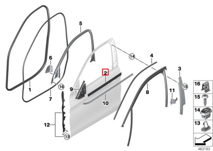 NEW BMW X6 F16 FRONT LEFT DOOR WINDOW INSIDE CHANNEL STRIP 51337329955 ORIGINAL