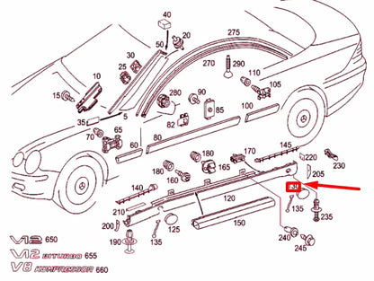 NEW MB CL C215 REAR LEFT RUNNING BOARD END CAP A21569817309999