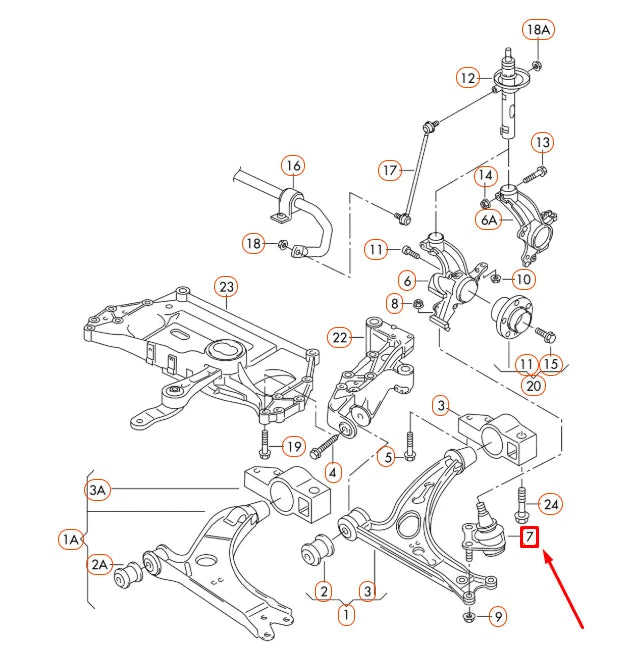 NEW AUDI A3 8P FRONT LEFT GUIDE JOINT 3C0407365B