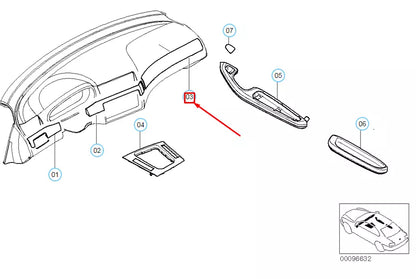 NEW BMW 3 COUPE E46 RIGHT DASHBOARD DECOR STRIP LHD 51457904348 ORIGINAL