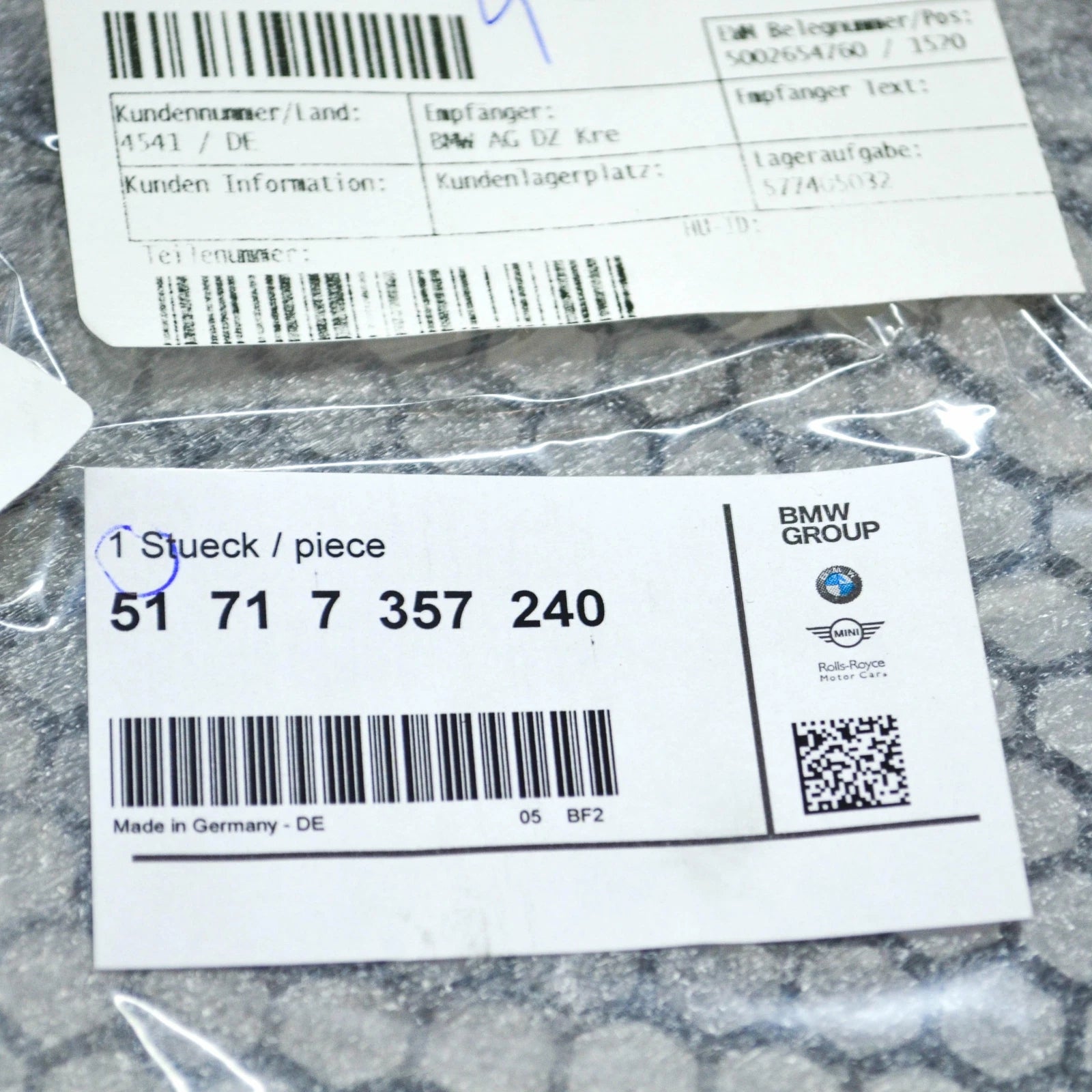 NEW BMW 7 G11 G12 FRONT OUTER WINDSHIELD COWL COVER PANEL PART 7357240 ORIGINAL