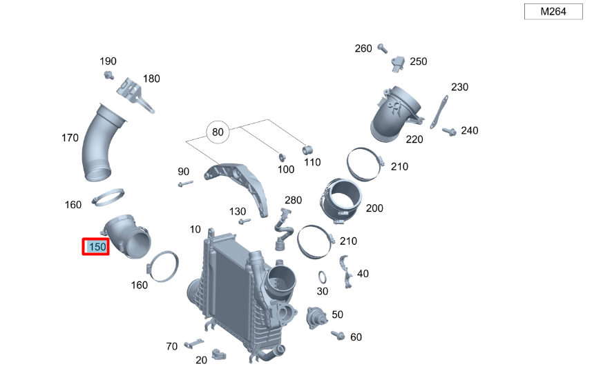 NEW MERCEDES-BENZ GLE W167 RIGHT SIDE INTERCOOLER HOSE A2640981500 ORIGINAL