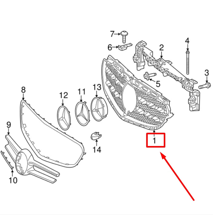 NEW MERCEDES-BENZ AMG GT C190 RADIATOR GRILLE A2128855165 ORIGINAL