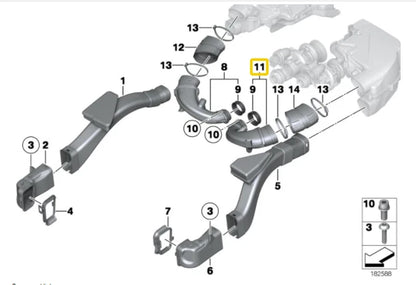 NEW BMW 5 GT F07 LEFT AIR INTAKE HOSE TUBE 13717577452 ORIGINAL