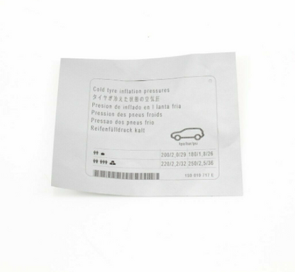 new volkswagen e-up tyre pressure data plate 1s0010717e original