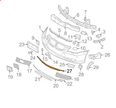 NEW BMW 5 E60 FRONT BUMPER LOWER SPOILER 51117198363 ORIGINAL