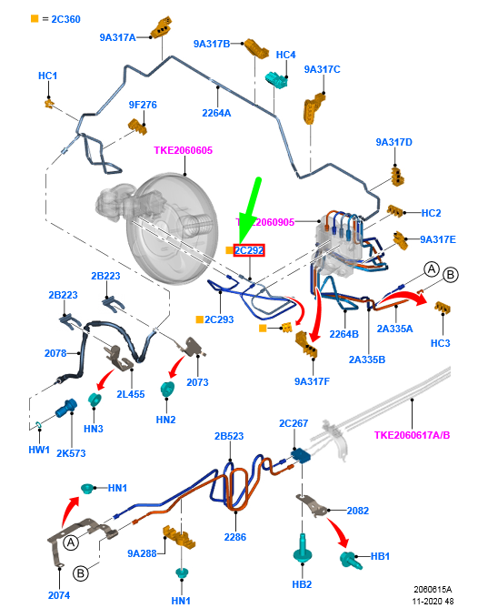 new ford ranger t6 mk1 front brake pipe tube assy lhd 2240749 original
