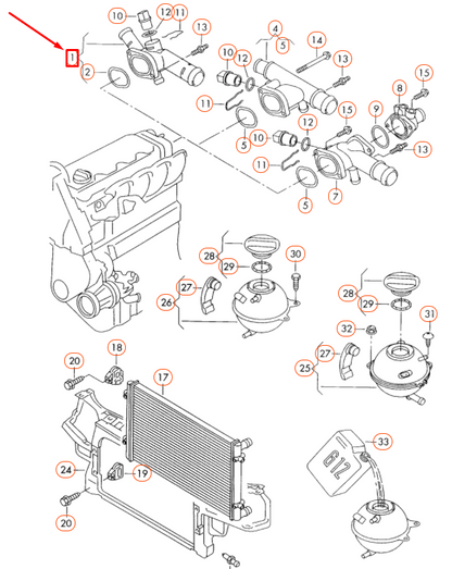 NEW VOLKSWAGEN BEETLE 9C ENGINE COOLANT HOSE FLANGE 06A121132AQ ORIGINAL