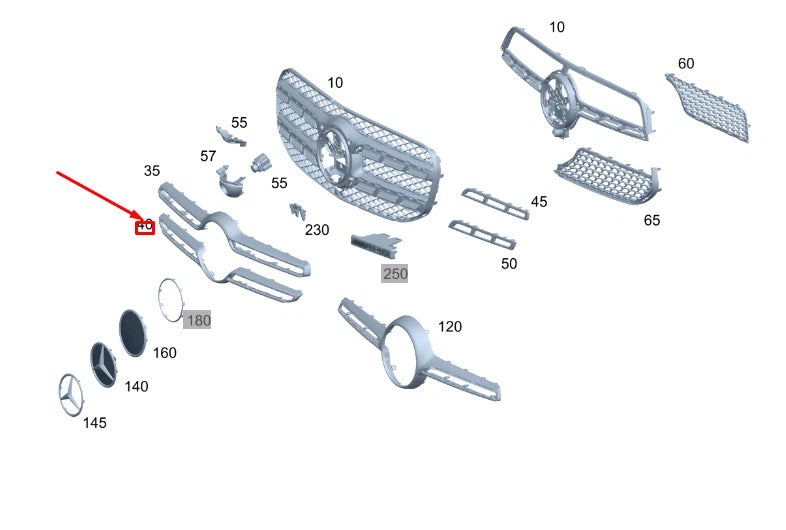 NEW MERCEDES-BENZ GLE W167 RADIATOR GRILLE LOWER TRIM A1678880200 ORIGINAL
