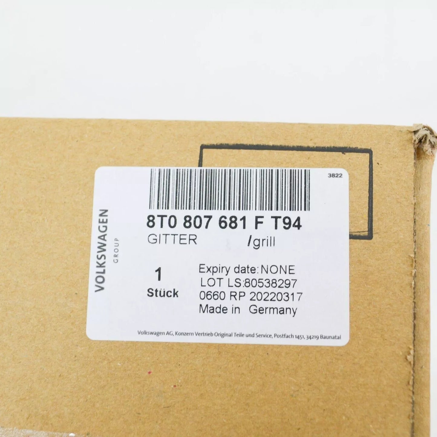 NEW AUDI RS5 8T QUATTRO FRONT BUMPER LEFT GRILLE 8T0807681FT94 GENUINE