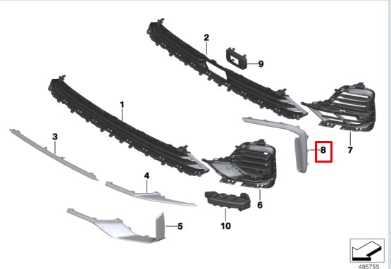 NEW BMW X7 G07 FRONT BUMPER LEFT FINISHER TRIM 51118745739 ORIGINAL