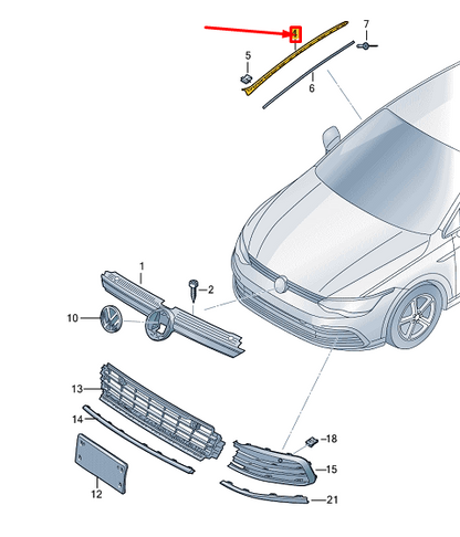 new vw golf cd mk8 left windshield water deflector strip 5h0854327a original