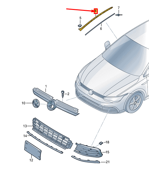 new vw golf cd mk8 left windshield water deflector strip 5h0854327a original