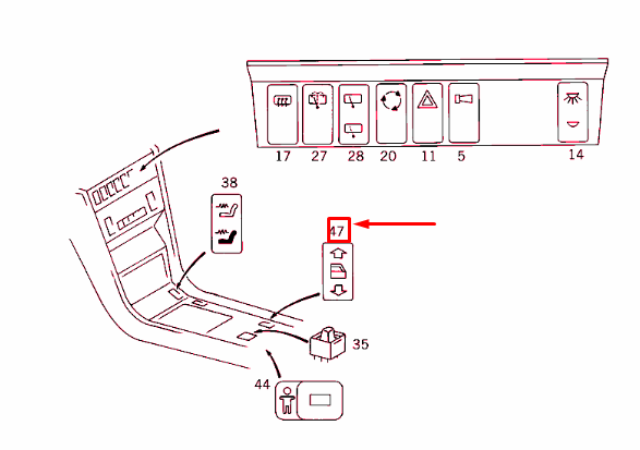 NEW MB E W124 CENTRAL CONSOLE LEFT WINDOW REGULATOR SWITCH A1248204610 ORIGINAL