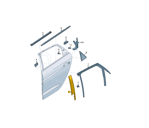 new audi a1 sportback gb rear right b-pillar exterior trim 82g8399025fq original