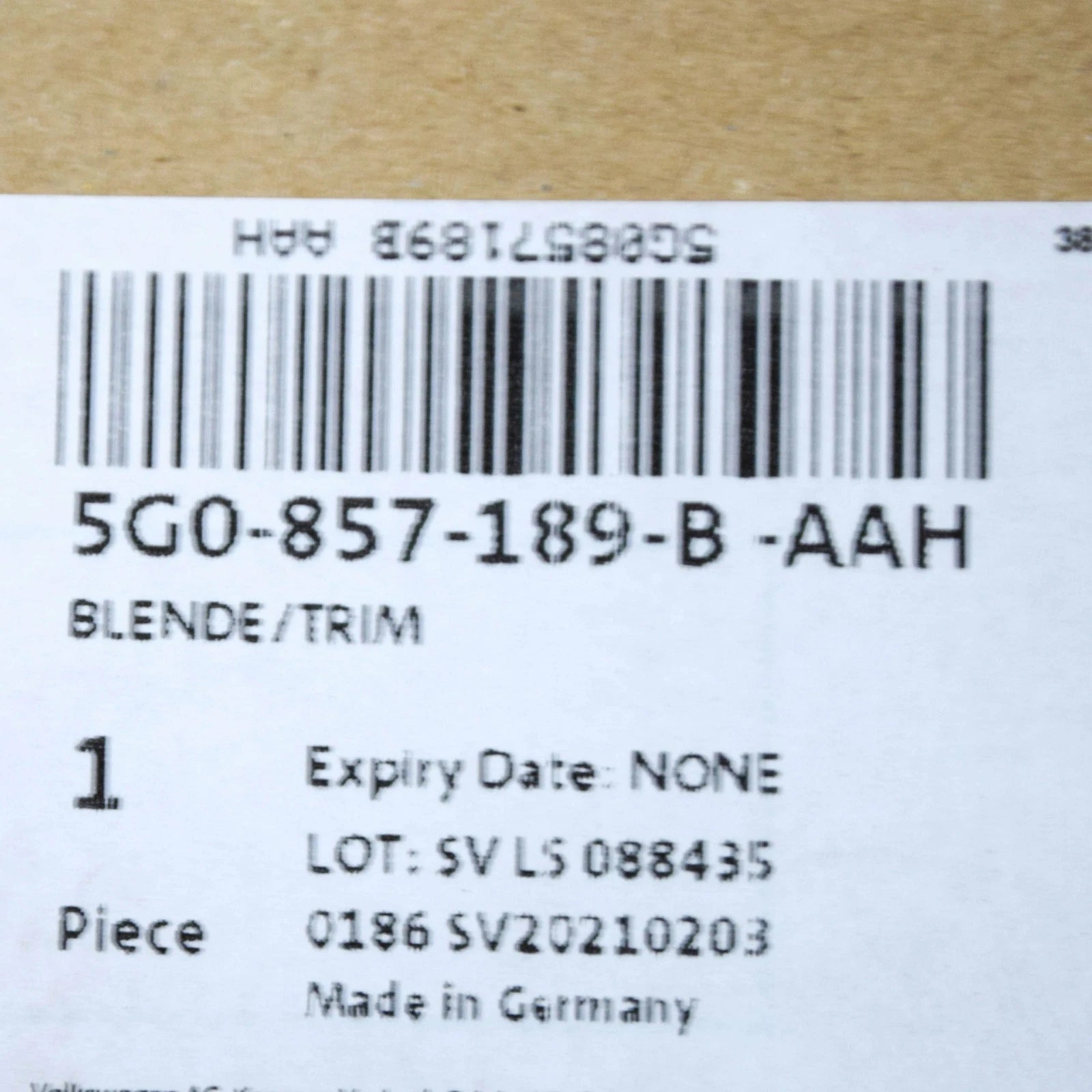 NEW VOLKSWAGEN GOLF MK7 5G DASH INSTRUMENT CLUSTER TRIM 5G0857189BAAH