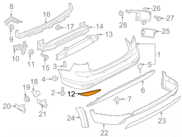 NEW VOLKSWAGEN GOLF MK7 REAR BUMPER LEFT SIDE REFLECTOR 5G9945105B