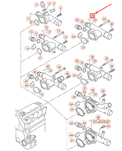 NEW AUDI A3 8P COOLANT FLANGE WITH SEALING RING 03G121132B ORIGINAL
