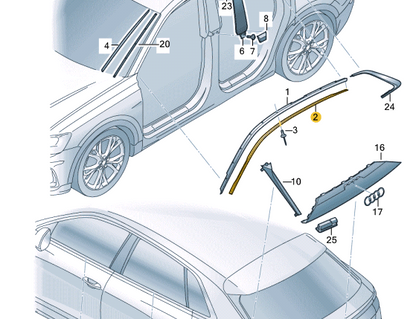 NEW AUDI Q8 RSQ8 4MN LEFT ROOF SEAL 4M8854543B ORIGINAL