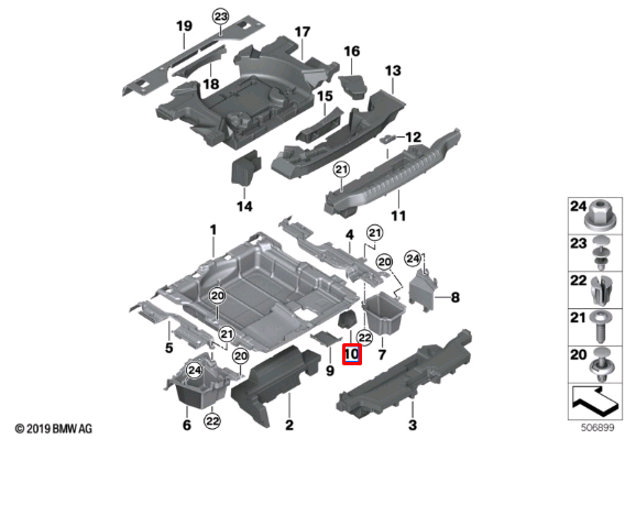 new bmw x3 g01 luggage compartment floor storage tray support 7441111 original