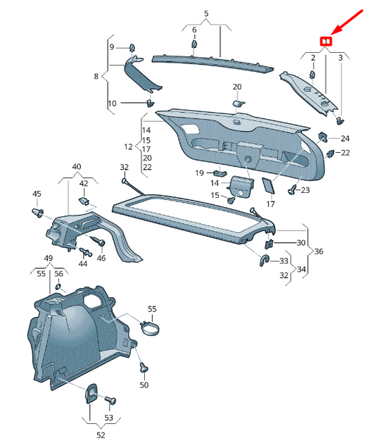 NEW VOLKSWAGEN T-ROC A11 REAR LEFT LID UPPER TRIM PANEL 2GA86770382V ORIGINAL