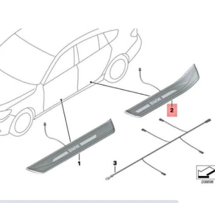 NEW BMW 5 GRAN TURISMO F07 REAR LEFT SILL TRIM COVER LIGHTED 51477193475