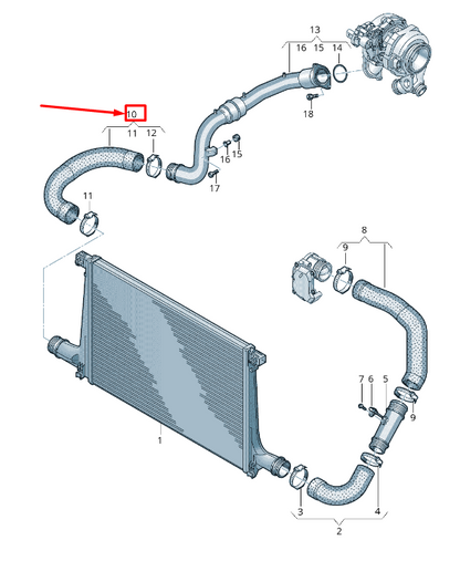 new audi q7 4m right intercooler pressure hose 4m0145738n original