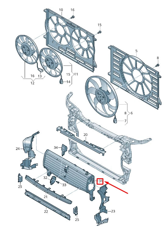 NEW AUDI Q5 FY RADIATOR FAN RADIATOR LOUVRE 80A121223 ORIGINAL