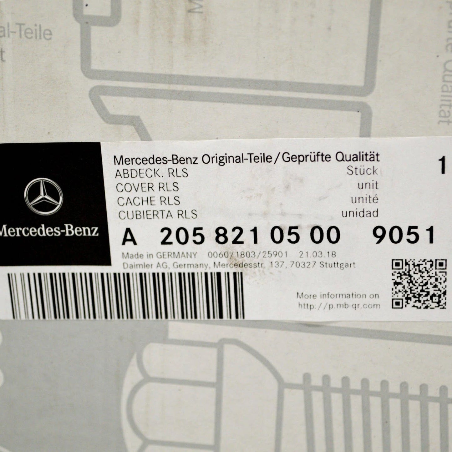 NEW MB C-CLASS T MODEL S205 RAIN SENSOR COVER A20582105009051 ORIGINAL