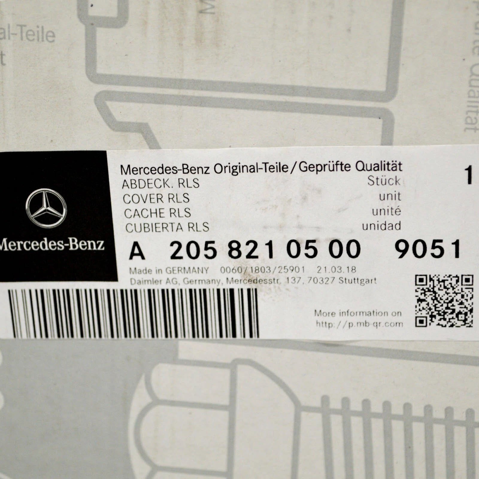 NEW MB C-CLASS T MODEL S205 RAIN SENSOR COVER A20582105009051 ORIGINAL