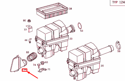 NEW MERCEDES-BENZ E W124 COLD AIR INTAKE SCOOP A1245280804 ORIGINAL