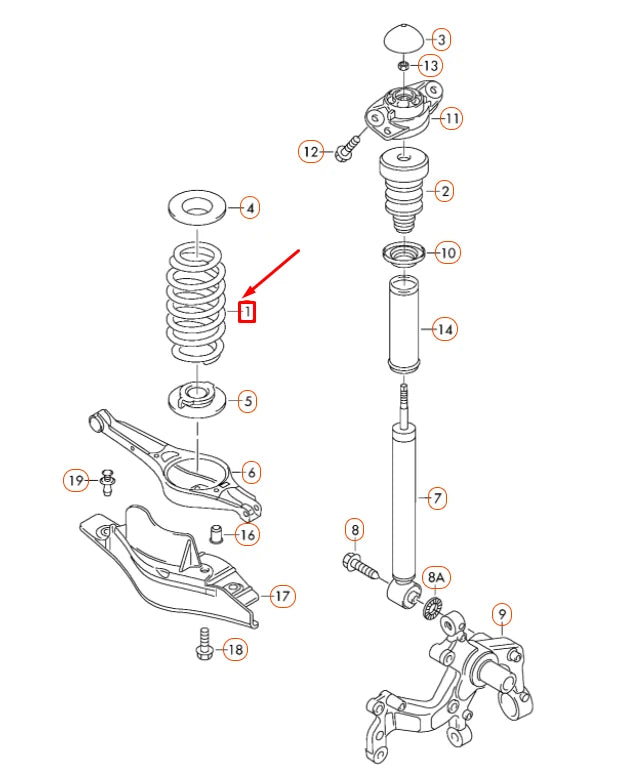 NEW VOLKSWAGEN PASSAT B6 REAR COIL SPRING 3C0511115AK ORIGINAL