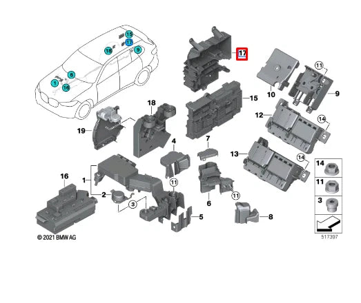 NEW BMW X5 G05 POWER DISTRIBUTOR BOX BRACKET 61138780755 ORIGINAL