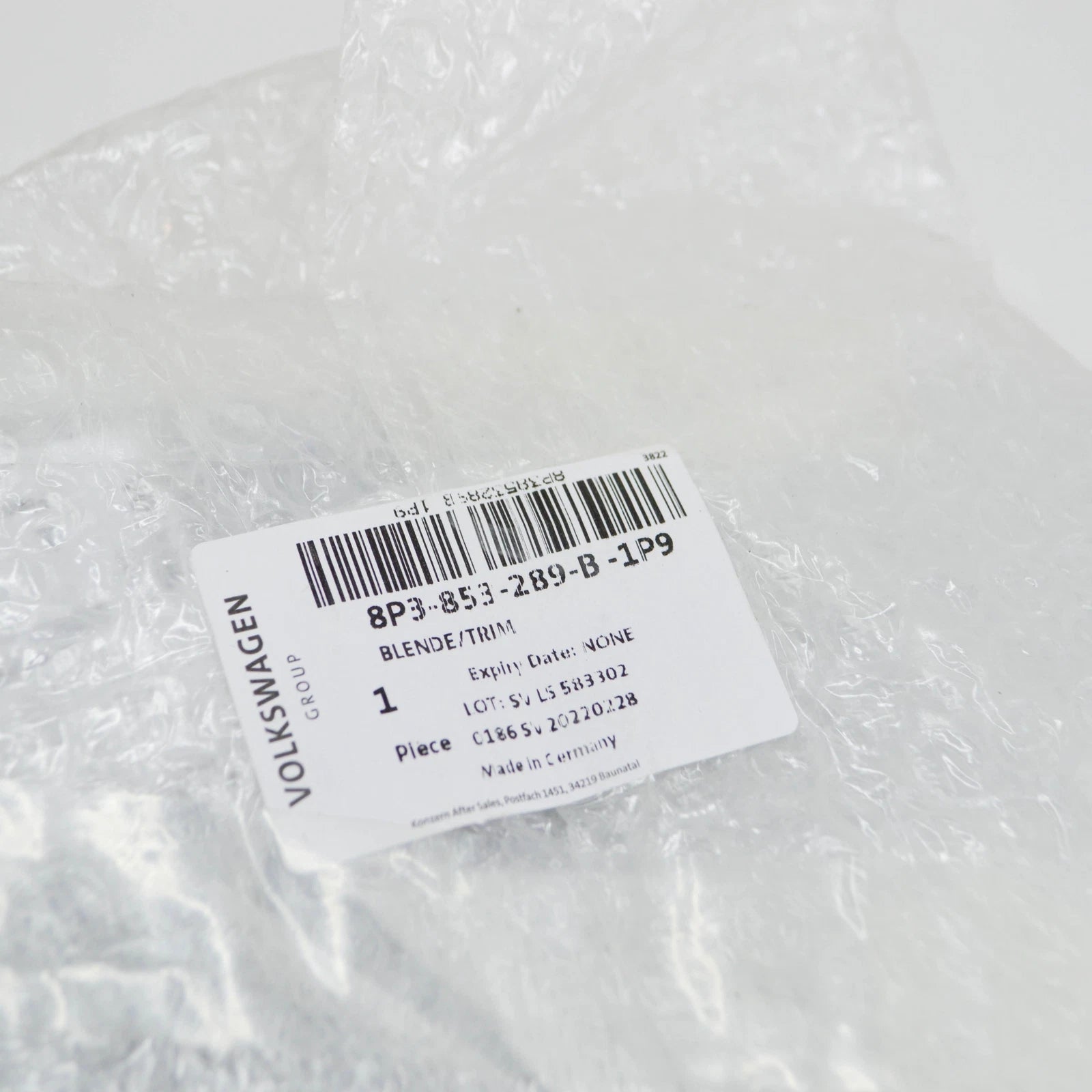 NEW AUDI A3 8P LEFT DOOR EXTERIOR B-PILLAR TRIM 8P3853289B1P9 2008 ORIGINAL