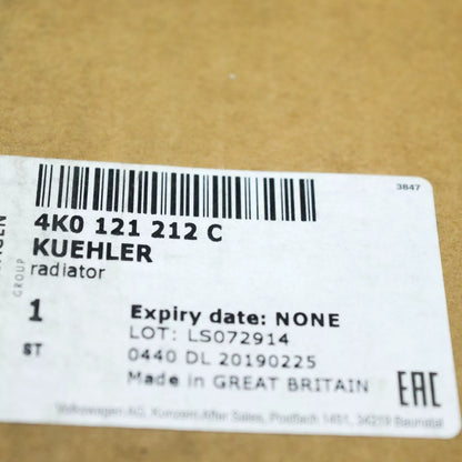 NEW AUDI A6 S6 C8 AUXILIARY RIGHT SIDE COOLING RADIATOR 4K0121212C