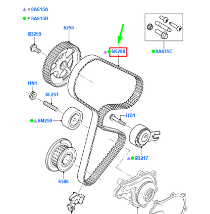 new ford fiesta mk6 timing belt 2s6q-6k288-ac 1489119 original