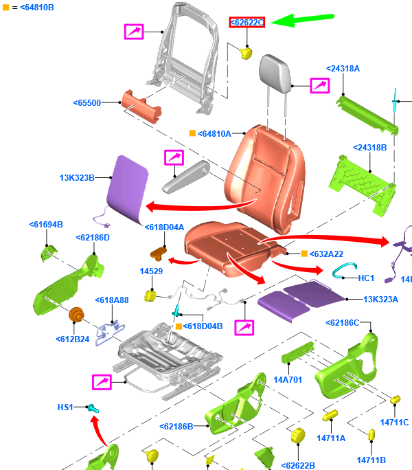 new ford transit mk4 front seat reclining mechanism handwheel 2199199 original