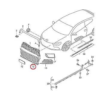 NEW VOLKSWAGEN SCIROCCO FRONT BUMPER LOWER GRILLE 1K8853677E9B9 2015 ORIGINAL