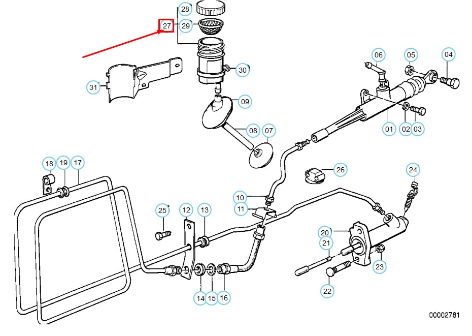 NEW BMW 5 E34 INPUT CYLINDER CLUTCH EXPANSION TANK 21521117729 1117729 ORIGINAL